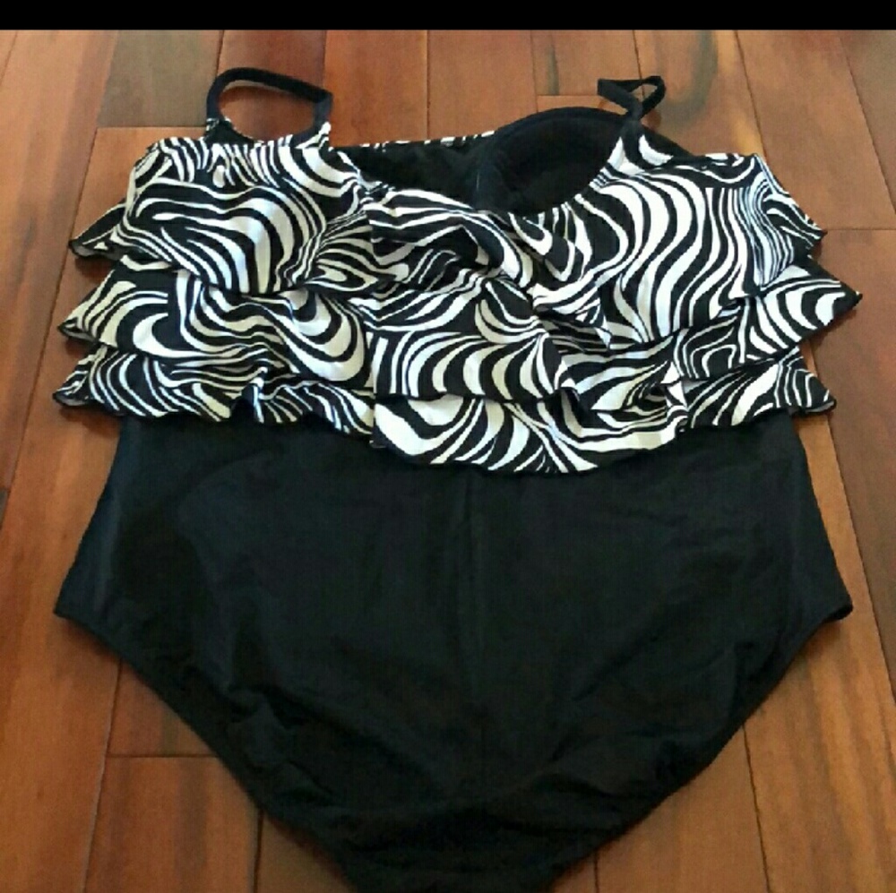 Zebra print ruffle swimsuit